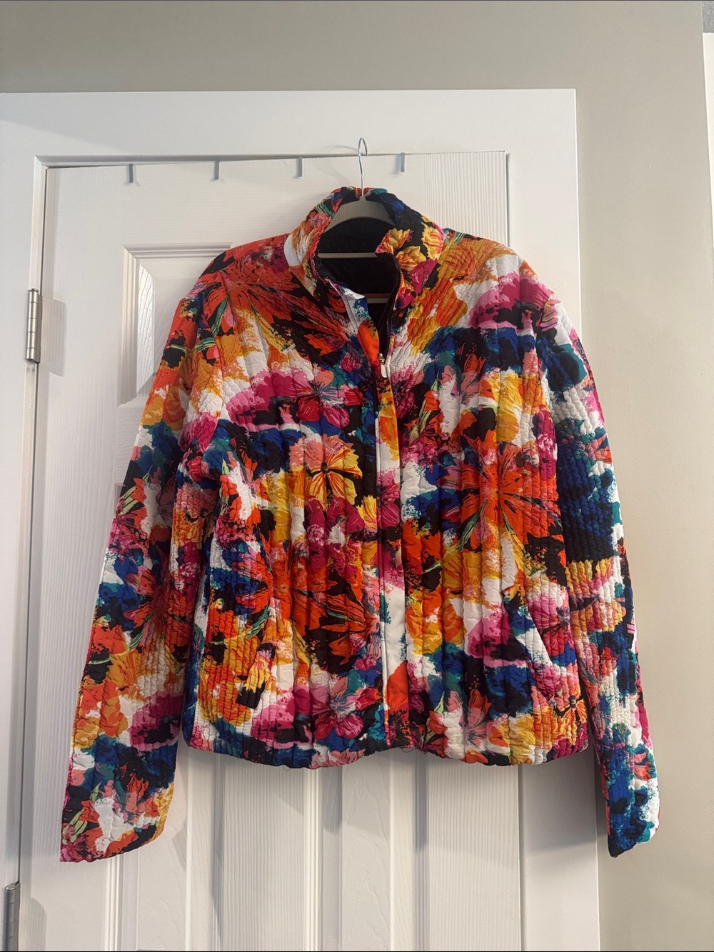 Bright Multicolor Floral Quilted Puffer Jacket